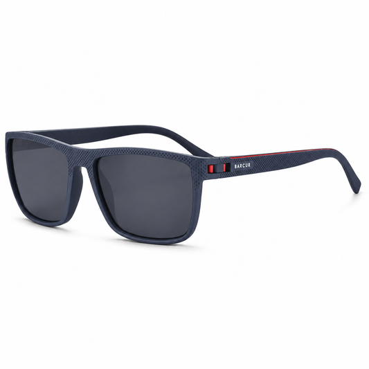 BARCUR Lightweight TR90 Rectangular Polarized UV400 Sunglasses - Blue Gray