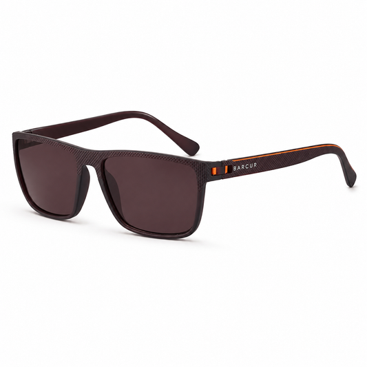 BARCUR Lightweight TR90 Rectangular Polarized UV400 Sunglasses - Tea