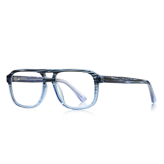 Men’s Classic Square Full-Rim Glasses-Blue