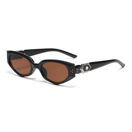 Diamond-Detail Slim Cat-Eye Sunglasses