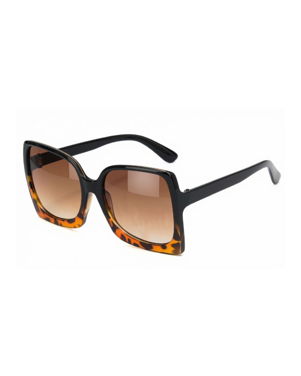 Big Frame Oversized Square Sunglasses-Black/Leopard
