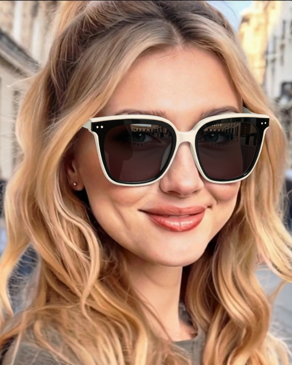 Retro Square Anti-Reflective UV400 Sunglasses-White