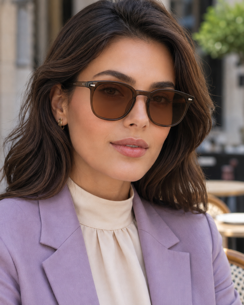 Retro Slim Square UV400 Sunglasses – Brown