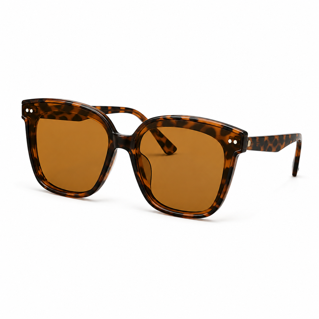 Retro Square Anti-Reflective UV400 Sunglasses-Leopard Turtle