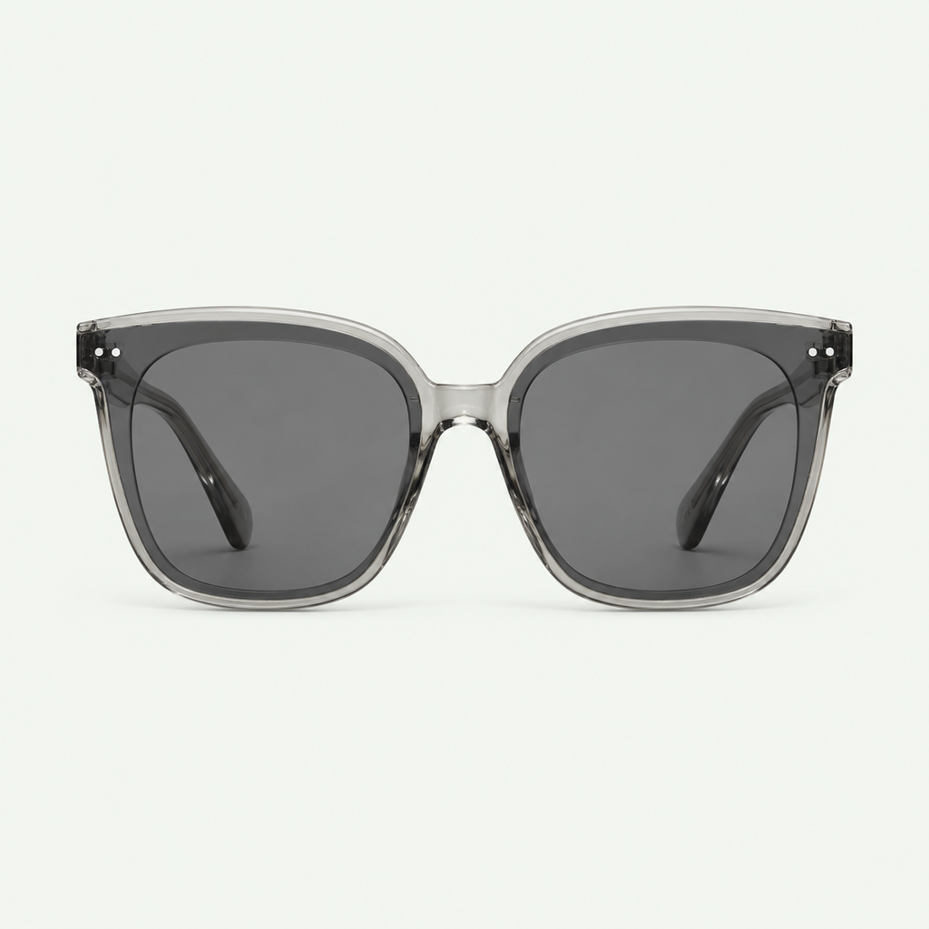 Retro Square Anti-Reflective UV400 Sunglasses-Black/Clear