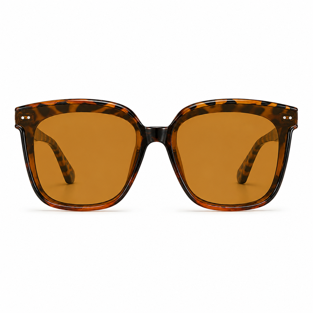 Retro Square Anti-Reflective UV400 Sunglasses-Leopard Turtle