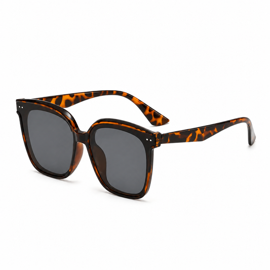 Retro Square Anti-Reflective UV400 Sunglasses-Leopard/Grey