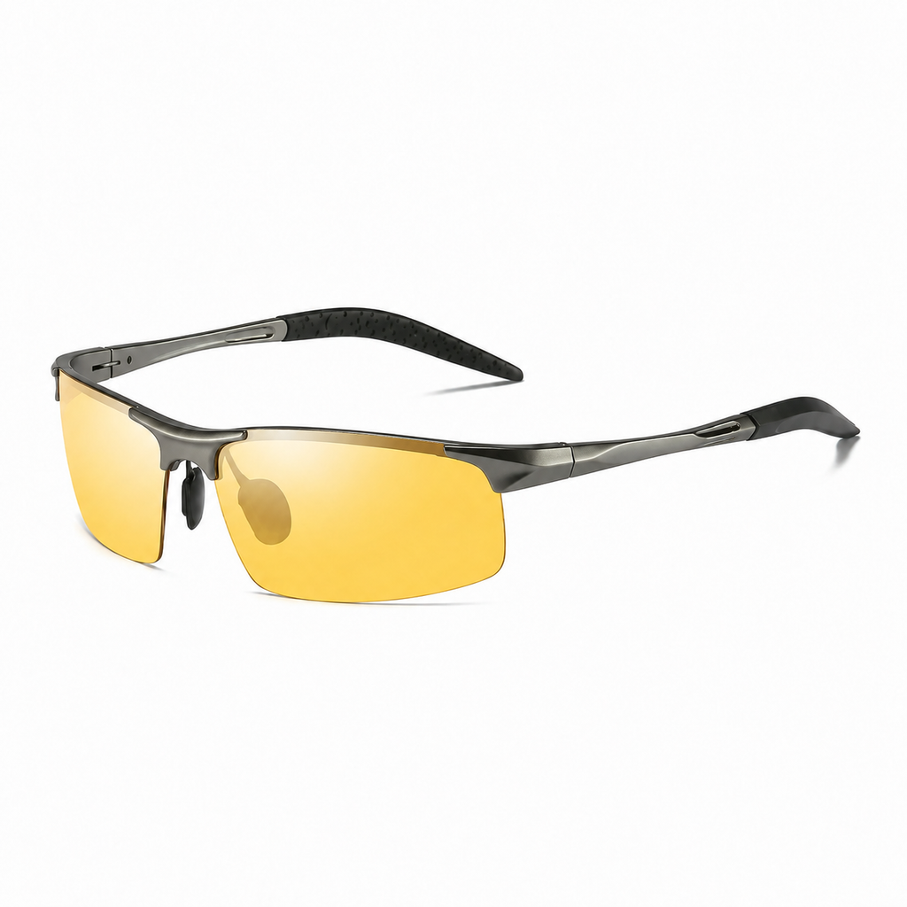Photochromic Polarized Pilot Driving Sunglasses - Gun-Yellow