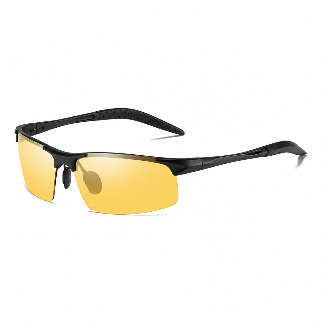 Photochromic Polarized Pilot Driving Sunglasses - Black-Yellow