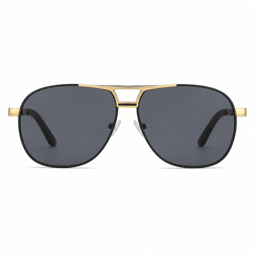 Polarized Double-Bridge Aviator Sunglasses