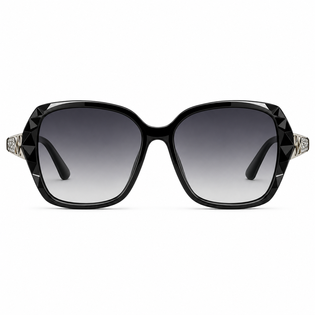 Diamond-Detail Polarized Square Sunglasses