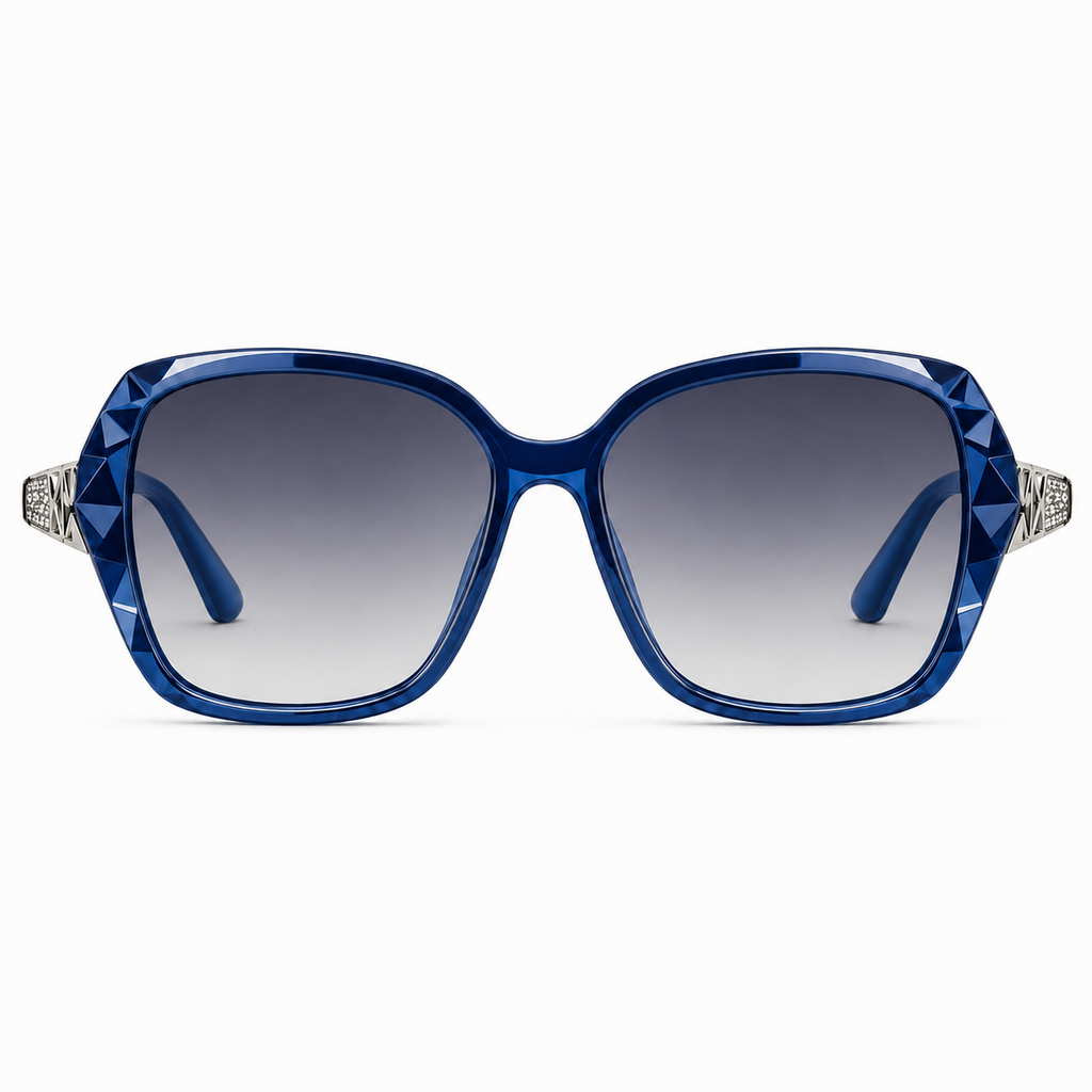 Diamond-Detail Polarized Square Sunglasses