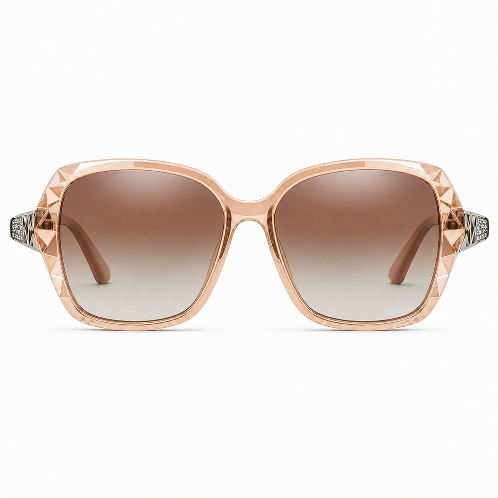 Diamond-Detail Polarized Square Sunglasses