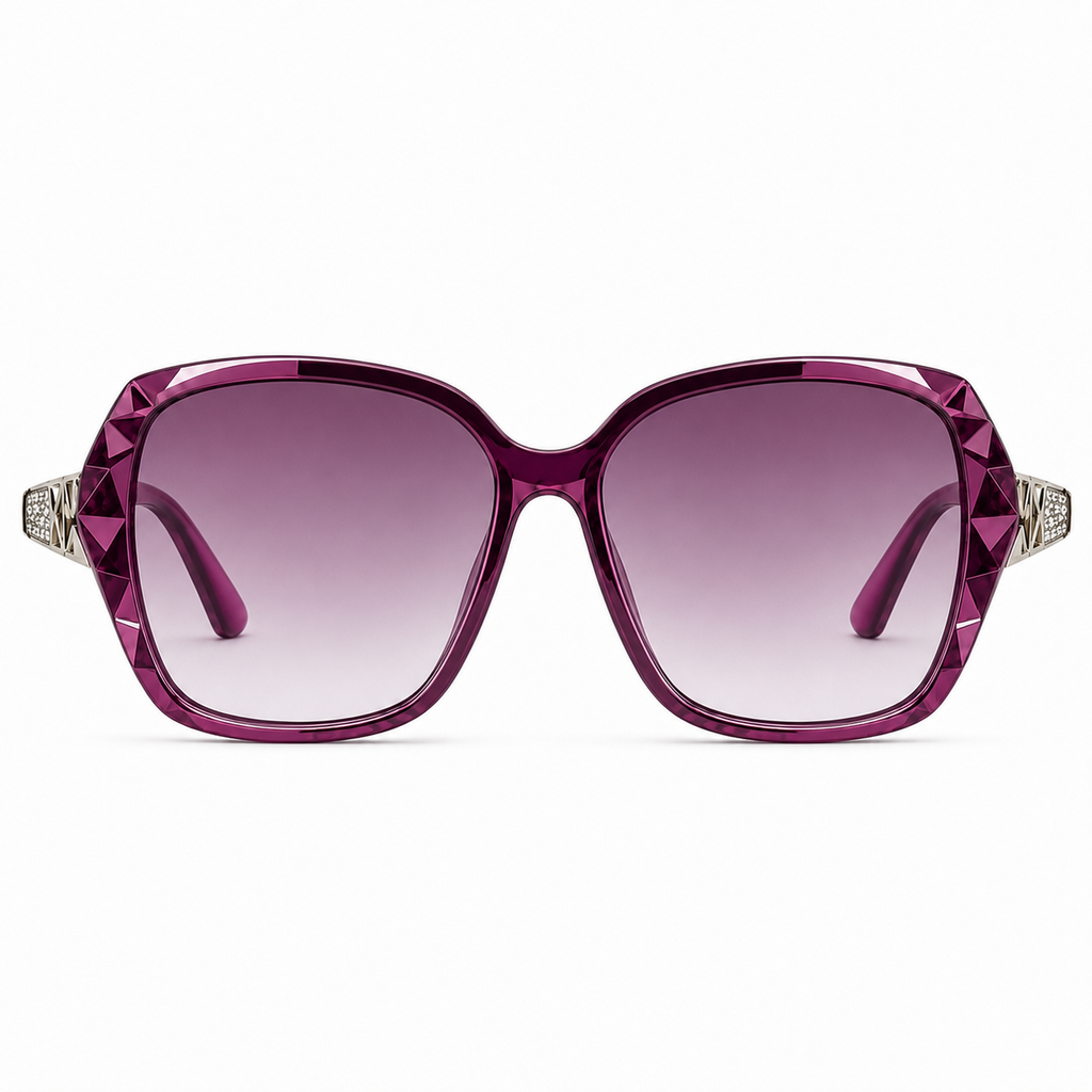Diamond-Detail Polarized Square Sunglasses