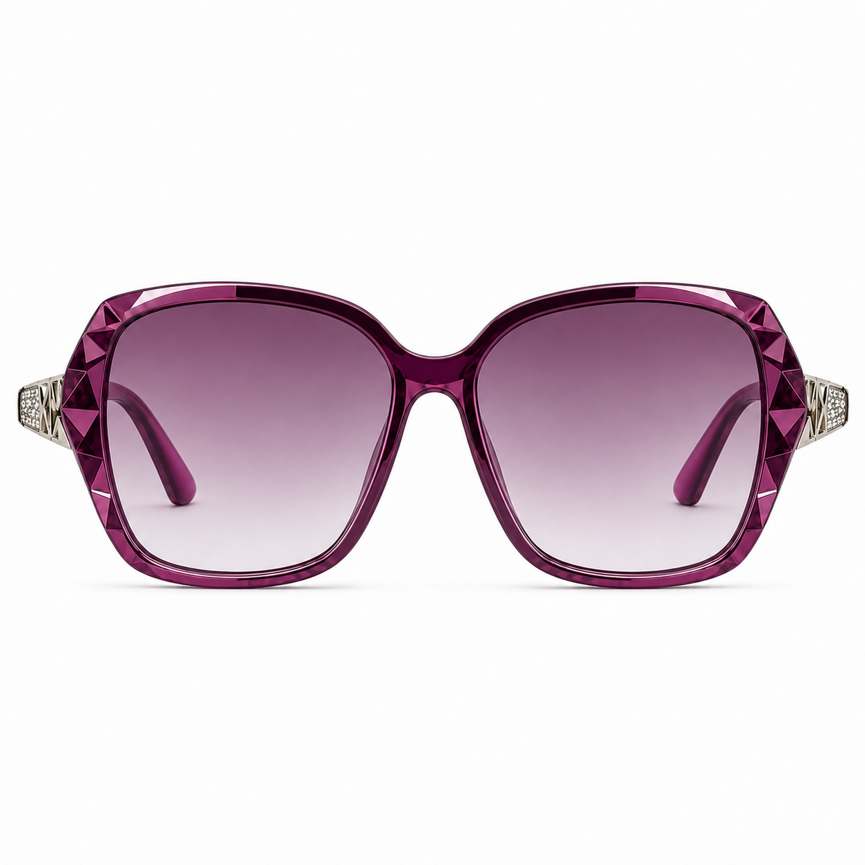 Diamond-Detail Polarized Square Sunglasses