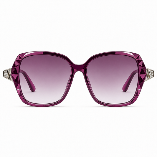 Diamond-Detail Polarized Square Sunglasses