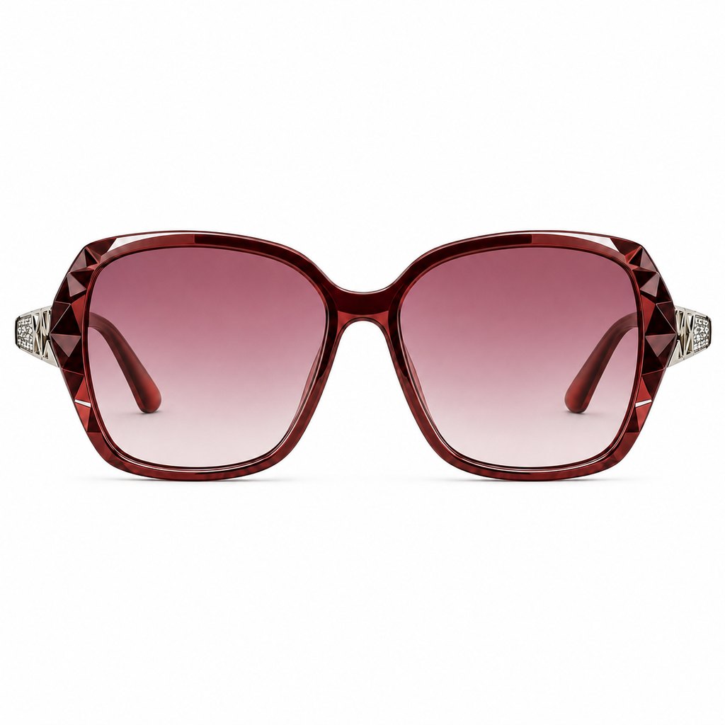 Diamond-Detail Polarized Square Sunglasses