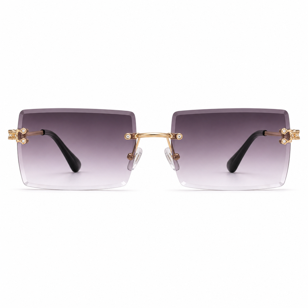 Rimless Gradient Rectangle Sunglasses