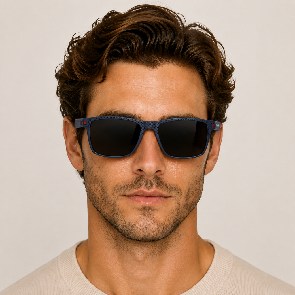BARCUR Lightweight TR90 Rectangular Polarized UV400 Sunglasses - Blue Gray