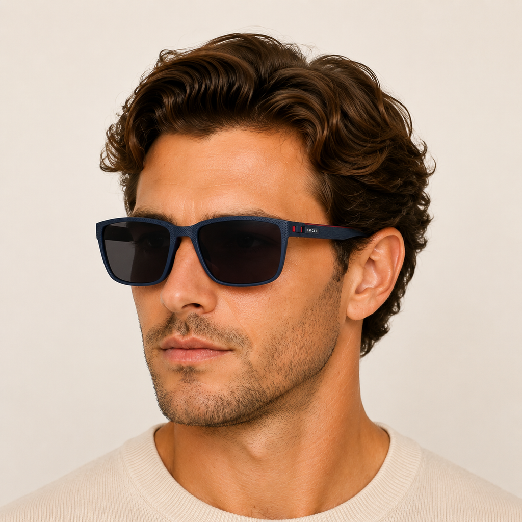BARCUR Lightweight TR90 Rectangular Polarized UV400 Sunglasses - Blue Gray