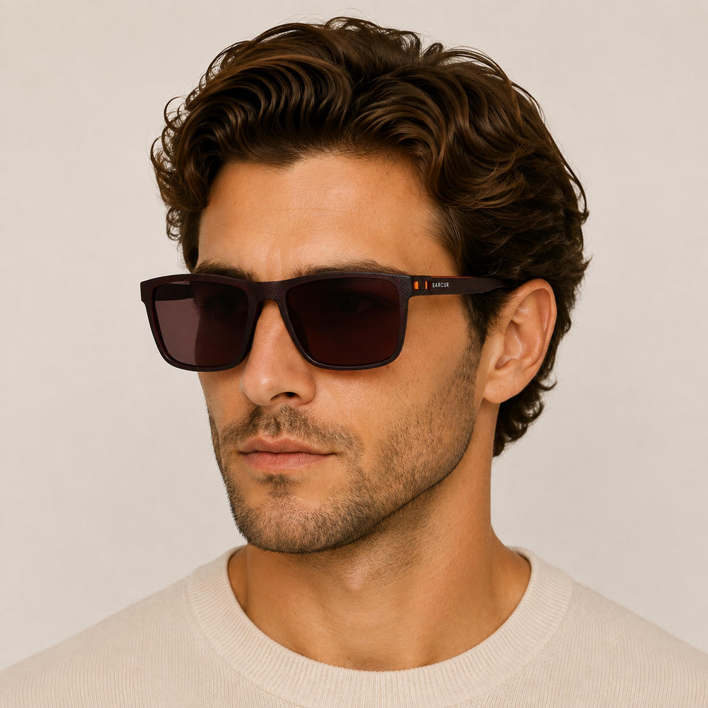 BARCUR Lightweight TR90 Rectangular Polarized UV400 Sunglasses - Tea