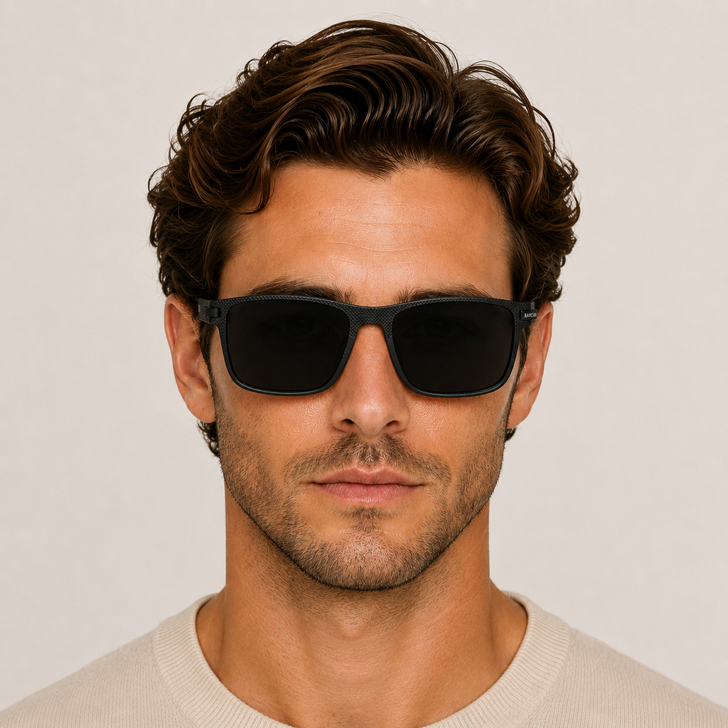 BARCUR Lightweight TR90 Rectangular Polarized UV400 Sunglasses - Black Gray