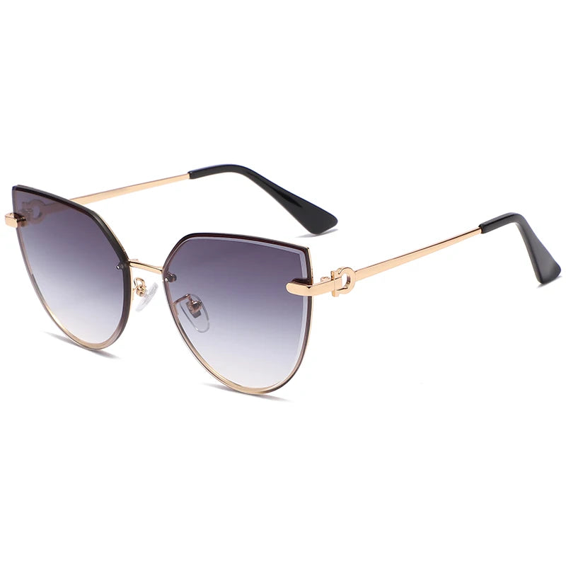 Rimless Gradient Cat-Eye Sunglasses