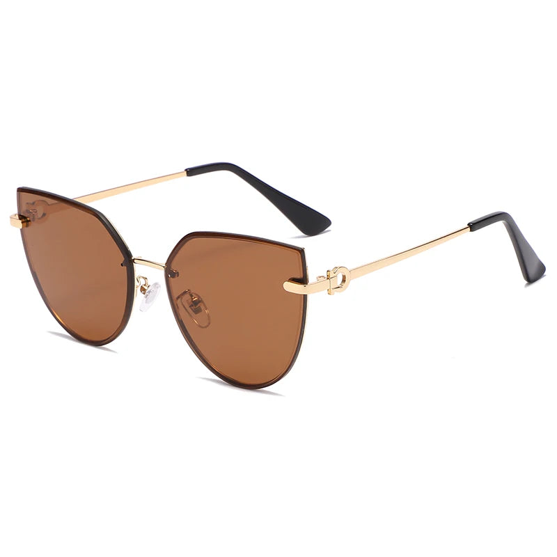 Rimless Gradient Cat-Eye Sunglasses