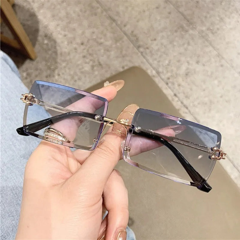 Rimless Gradient Rectangle Sunglasses