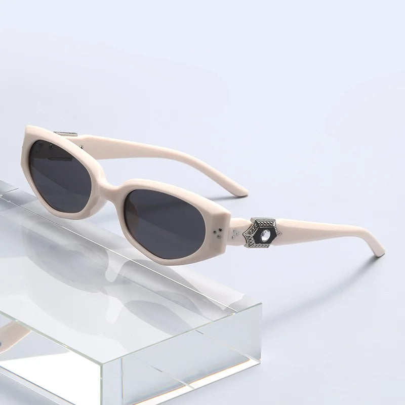 Diamond-Detail Slim Cat-Eye Sunglasses