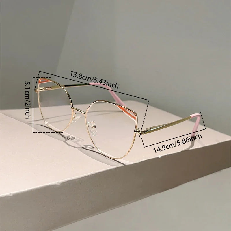 Oversized Metal-Rim Cat-Eye Glasses