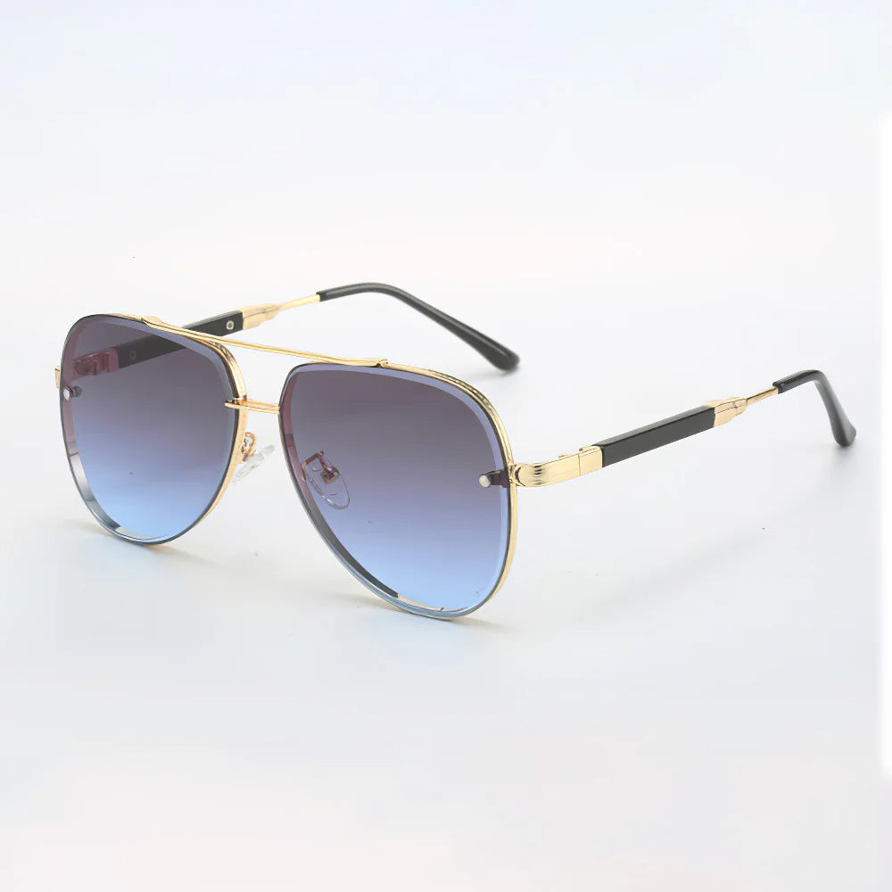 Gold-Trim Square Sunglasses