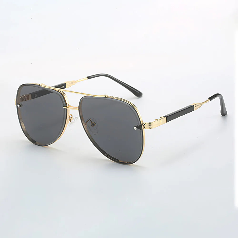 Gold-Trim Square Sunglasses