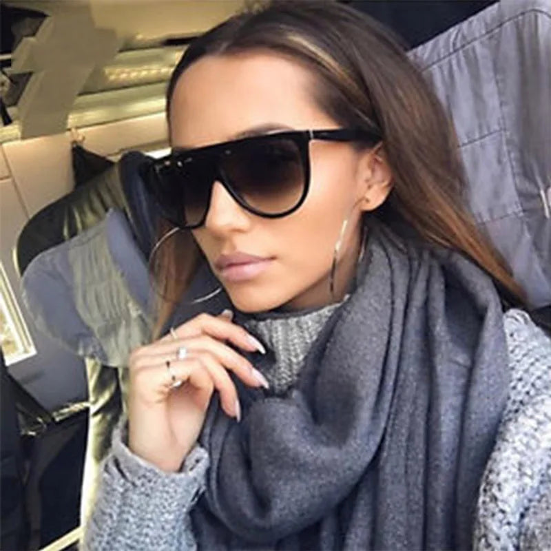 Oversized Flat-Top Shield Sunglasses