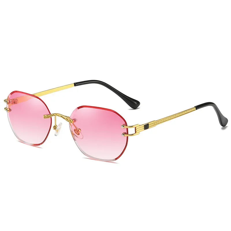 Blue Rimless Square Sunglasses