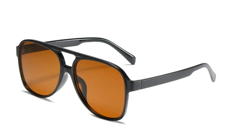 Double-Bridge Acetate Pilot Sunglasses