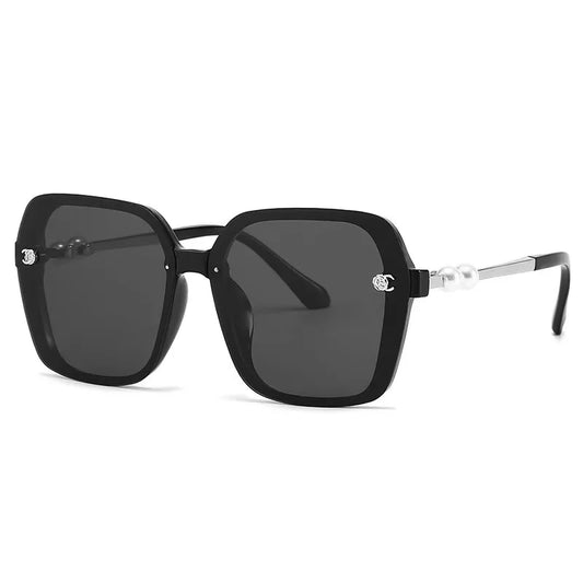 Oversized Square Sunglasses with Pearl Detail