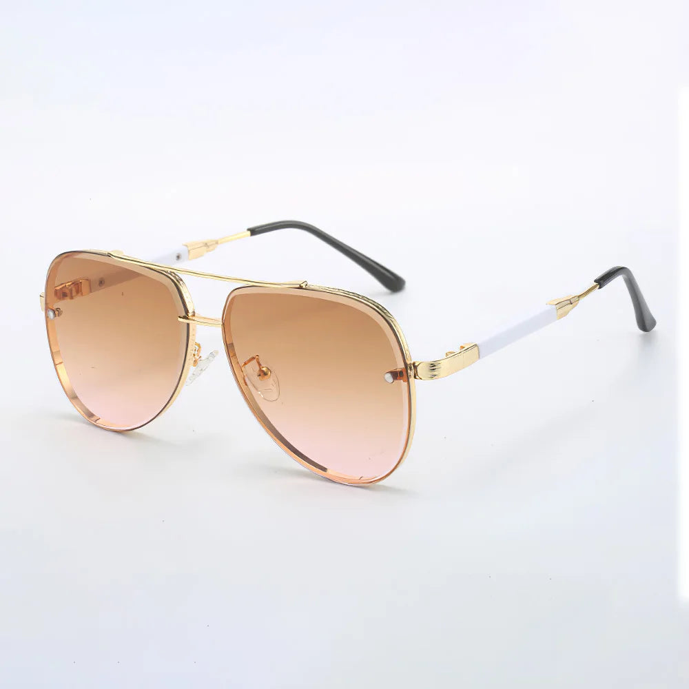 Gold-Trim Square Sunglasses