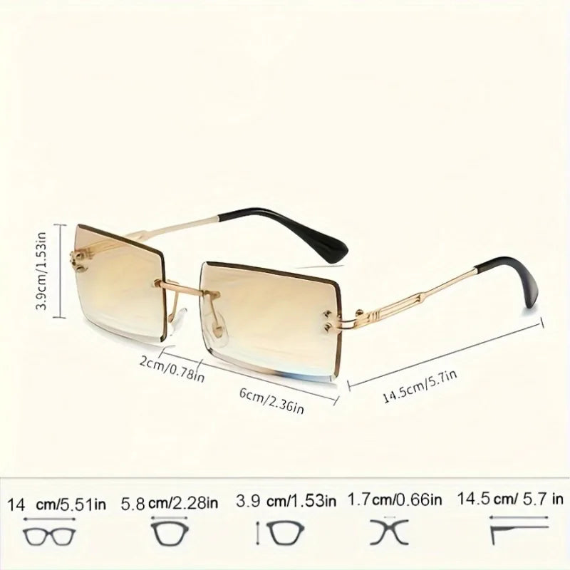 Rimless Gradient Rectangle Sunglasses