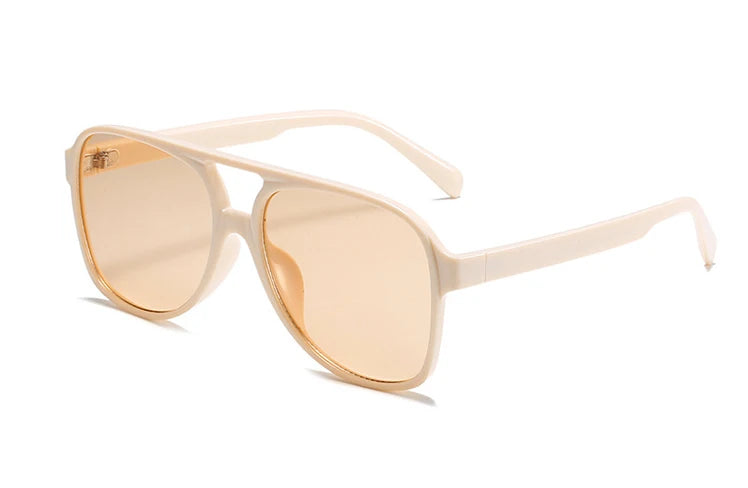 Double-Bridge Acetate Pilot Sunglasses