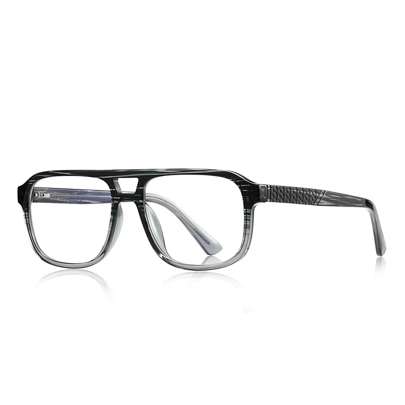 Men’s Classic Square Full-Rim Glasses-Black/Grey