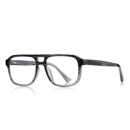 Men’s Classic Square Full-Rim Glasses-Black/Grey