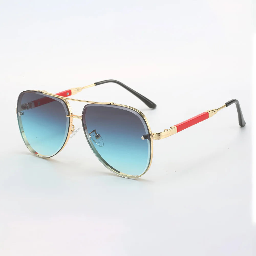 Gold-Trim Square Sunglasses