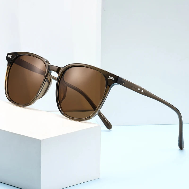 Retro Slim Square UV400 Sunglasses – Brown