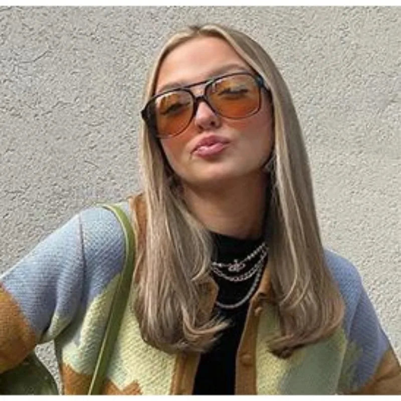 Double-Bridge Acetate Pilot Sunglasses