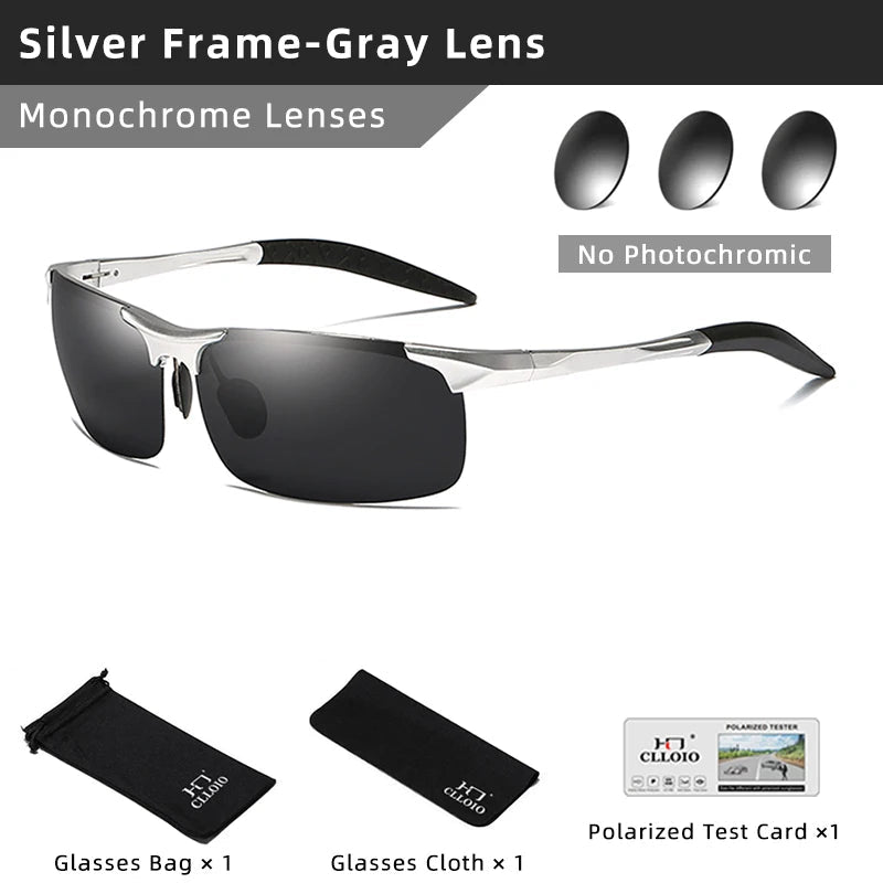 CLLOIO Aluminum-Magnesium Photochromic UV400 Driving Sunglasses