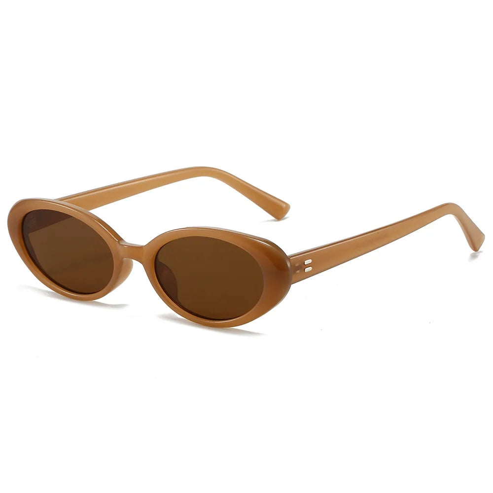 Small Retro Oval Cat-Eye Sunglasses