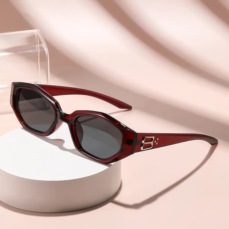 Narrow Polygon Cat-Eye Sunglasses
