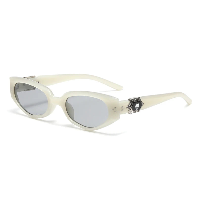Diamond-Detail Slim Cat-Eye Sunglasses