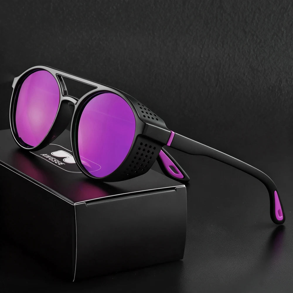 Polarized Steampunk Round Sunglasses